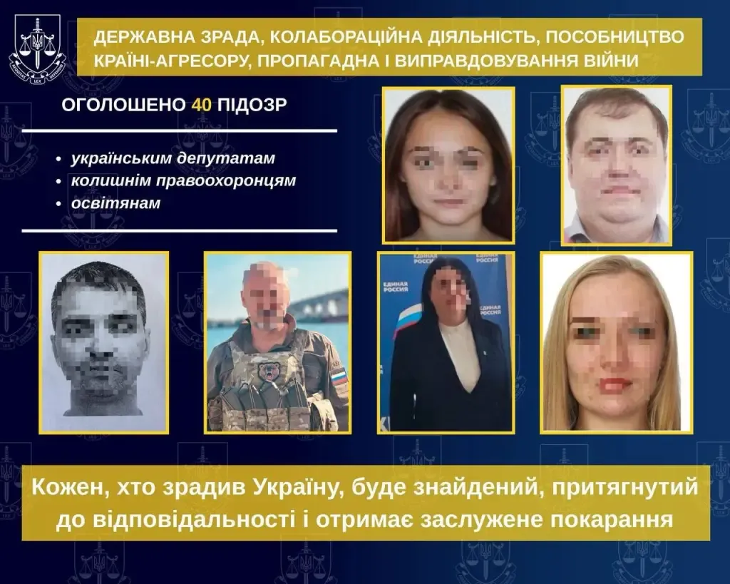 На Херсонщині за держзраду та співпрацю з окупантами підозрюють 40 осіб