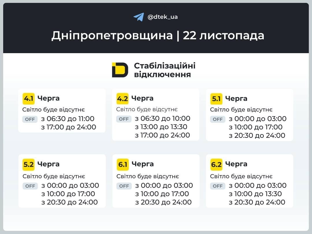 Кривий Ріг готується до добових обмежень: які черги відключатимуть 22 листопада