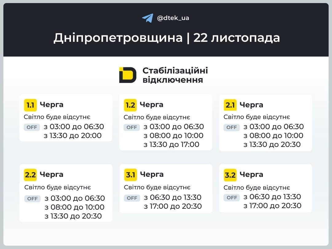 Кривий Ріг готується до добових обмежень: які черги відключатимуть 22 листопада
