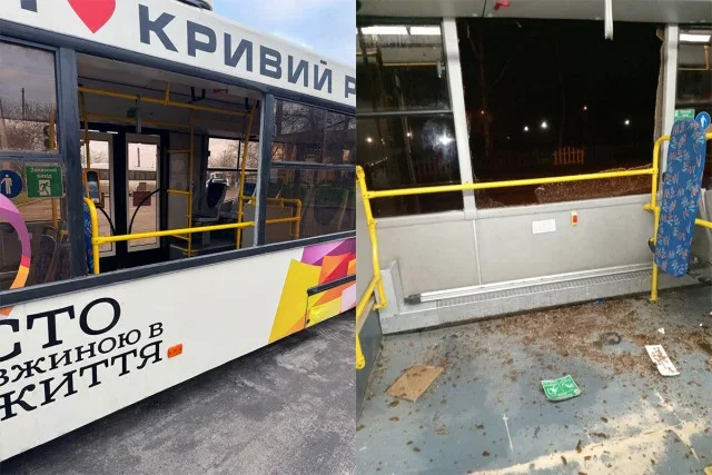 Невідомі пошкодили комунальний автобус у Кривому Розі