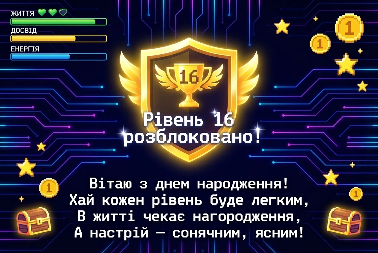з днем народження 16 років