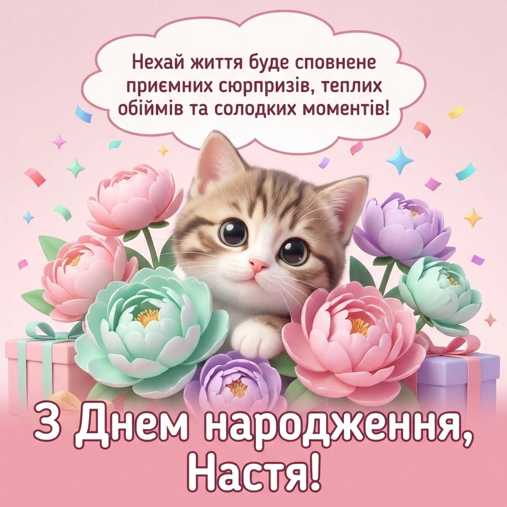 настенька з днем народження настя українською