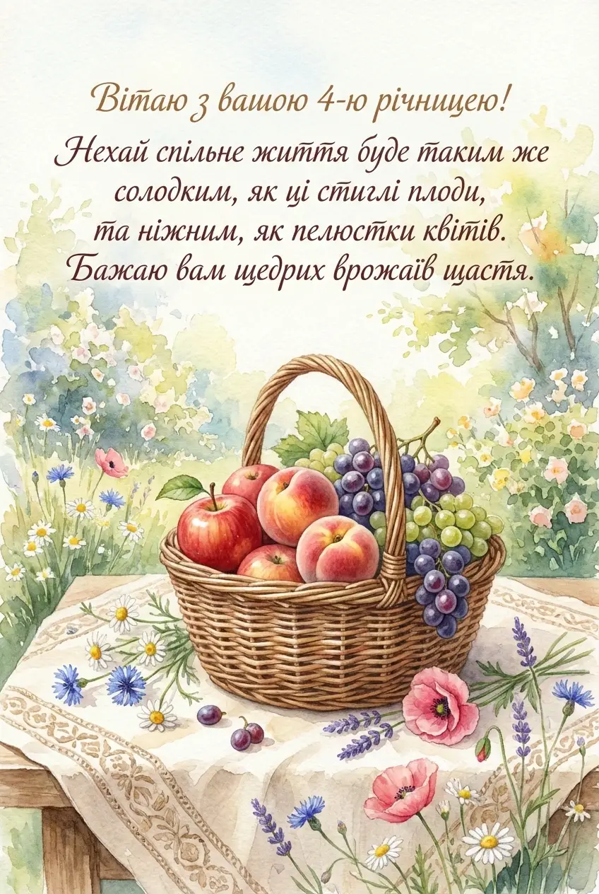 вітання 4 роки весілля