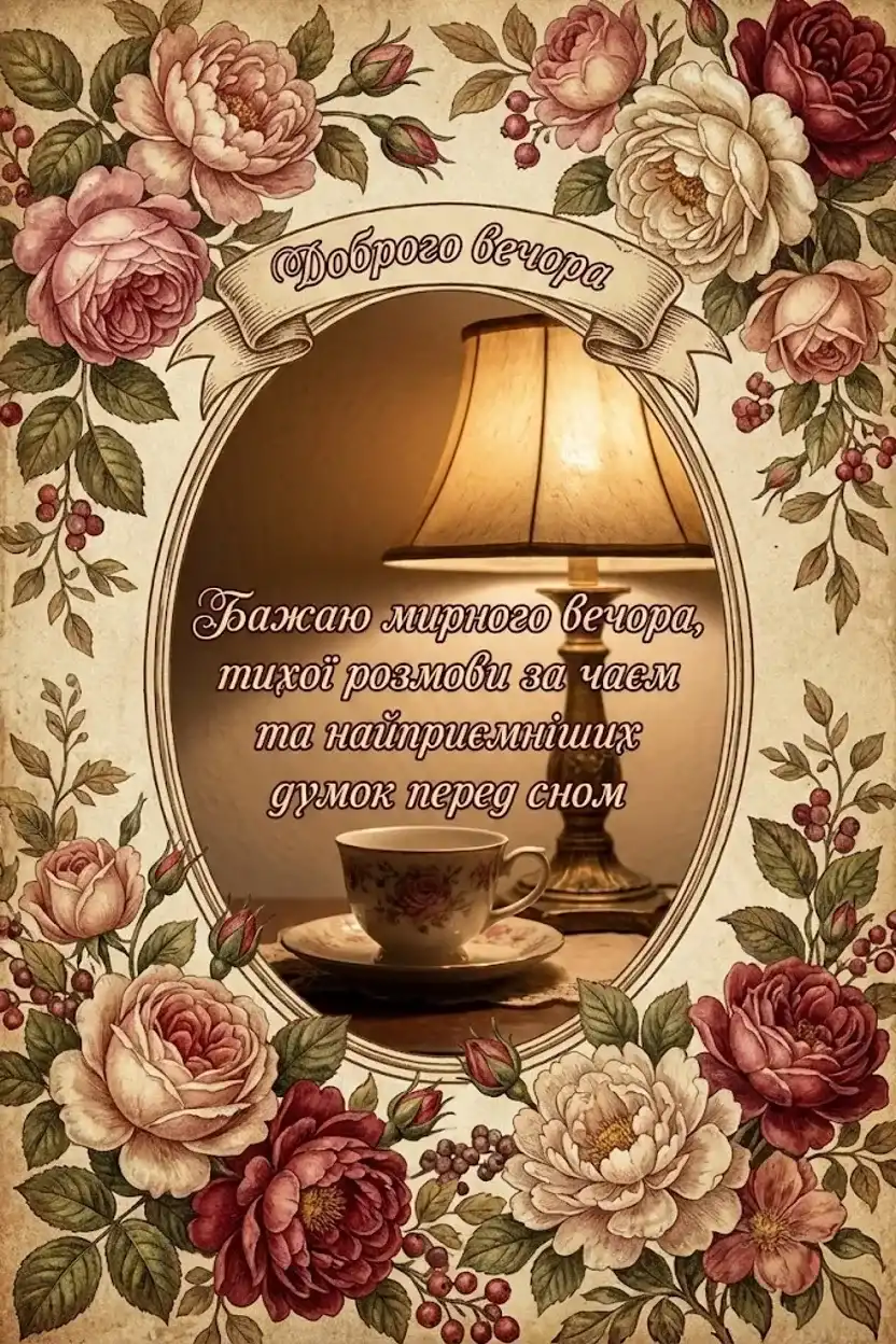 Листівки з побажанням доброго вечора: душевна добірка для затишку та гарного настрою
