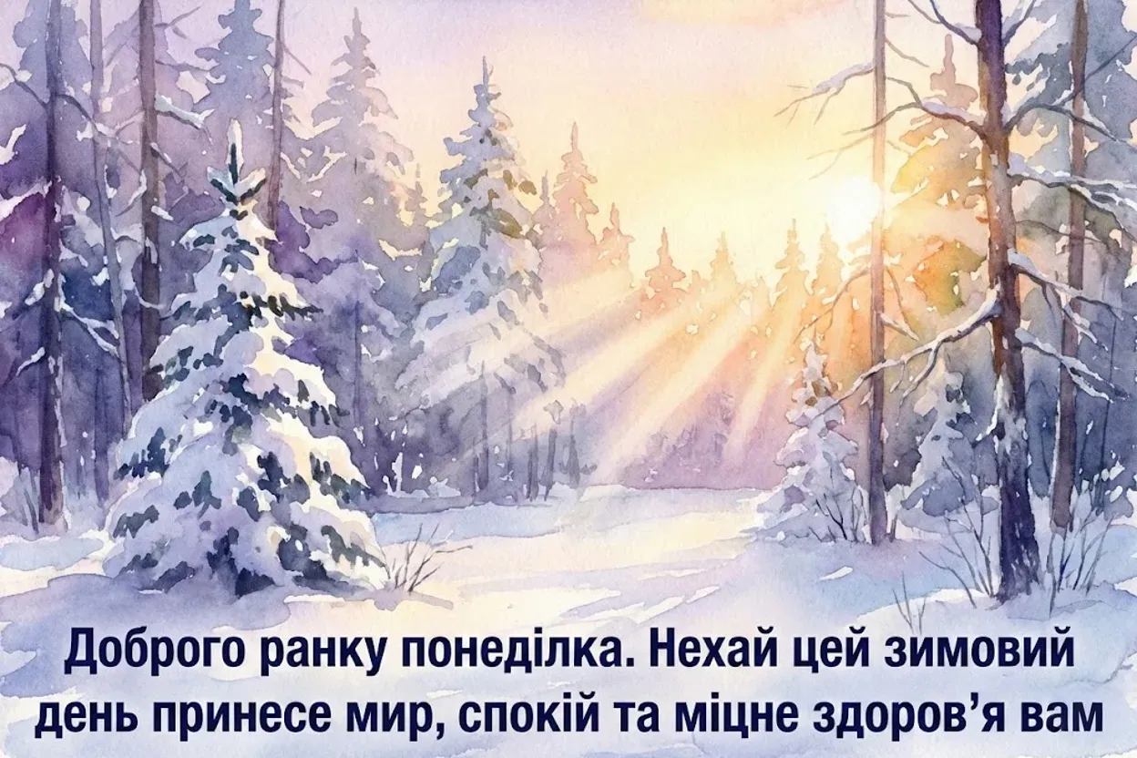 Доброго ранку понеділка: зимові картинки та душевні побажання для легкого початку тижня