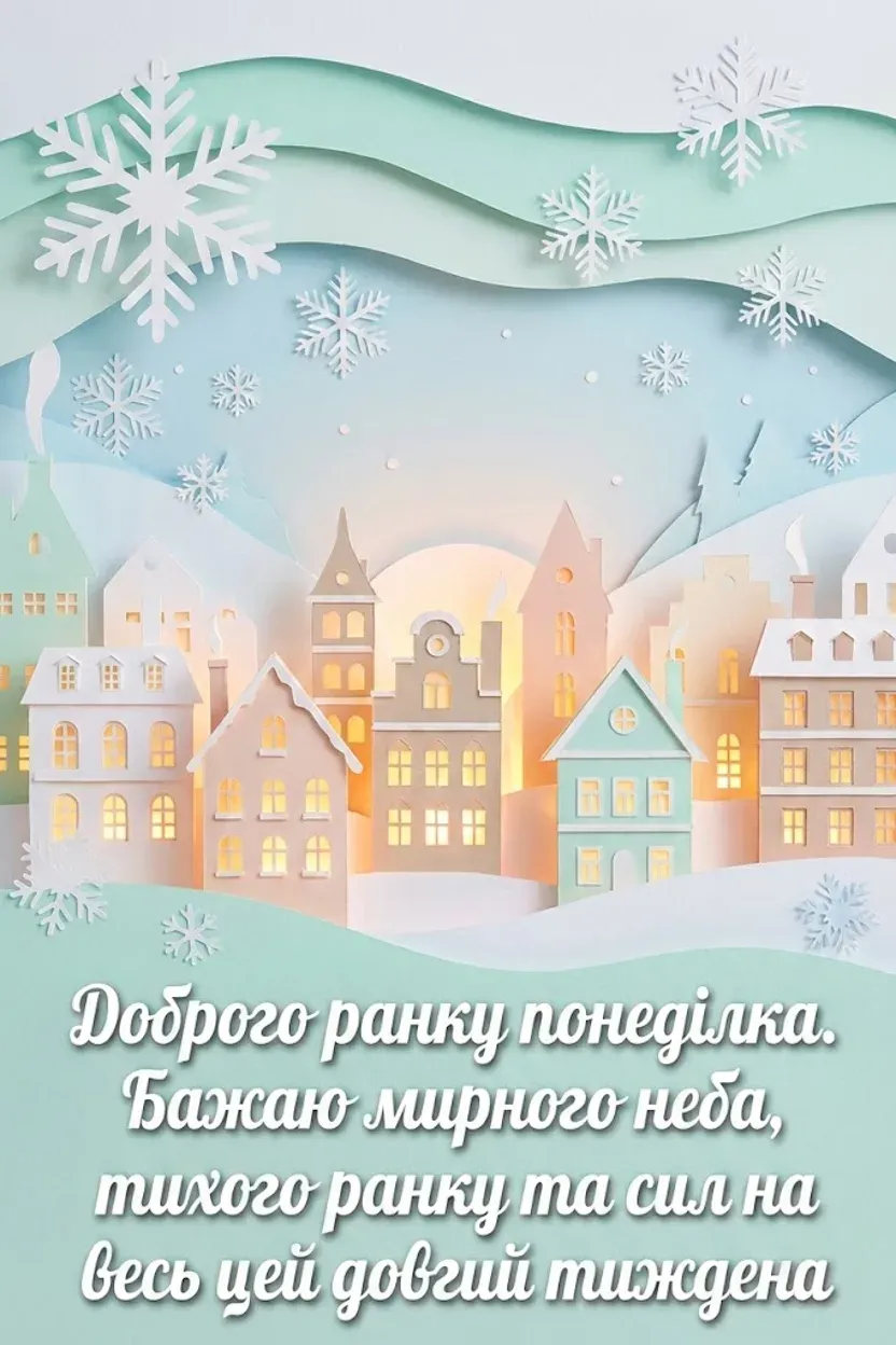 Доброго ранку понеділка: зимові картинки та душевні побажання для легкого початку тижня