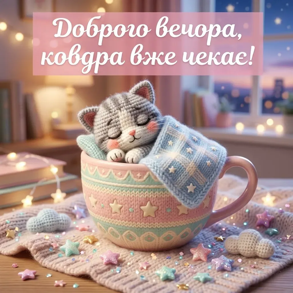 Листівки доброго вечора та спокійної ночі: душевна добірка для затишного відпочинку
