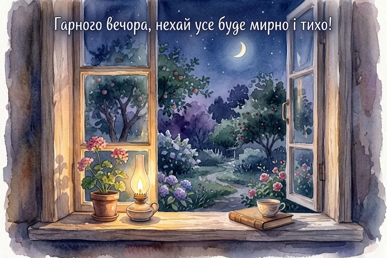 Листівки доброго вечора та спокійної ночі: душевна добірка для затишного відпочинку