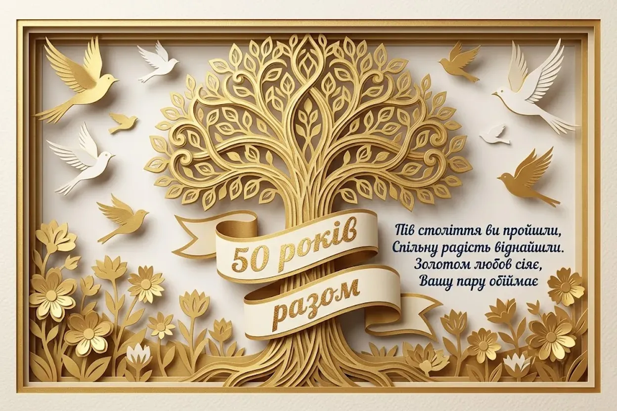 50 років весілля: добірка найкращих листівок та побажань своїми словами