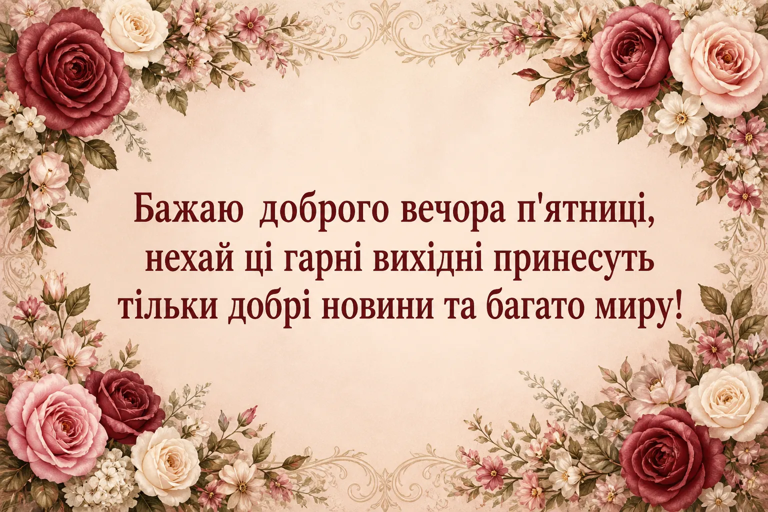 Доброго вечора п’ятниці та гарних вихідних: душевні картинки та щирі побажання