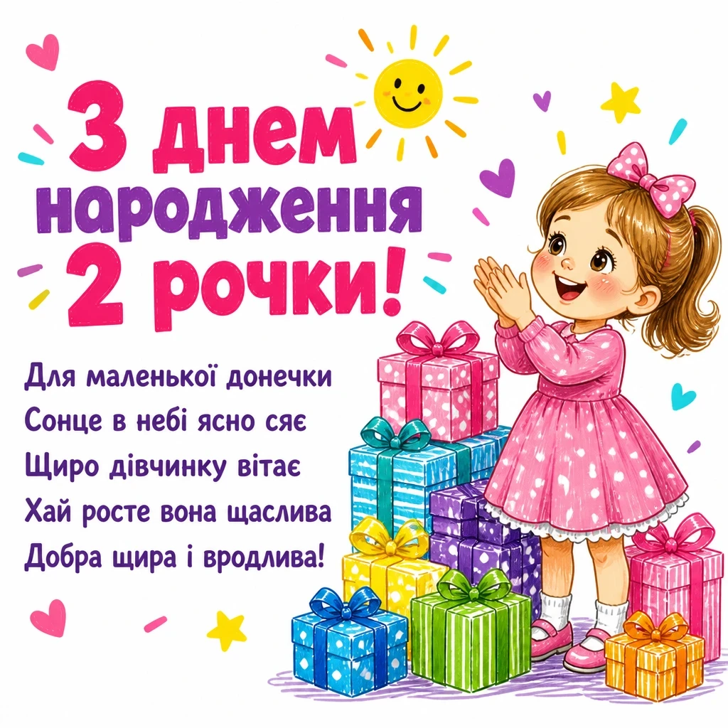 2 рочки дівчинці привітання 2 рочки дівчинці привітання