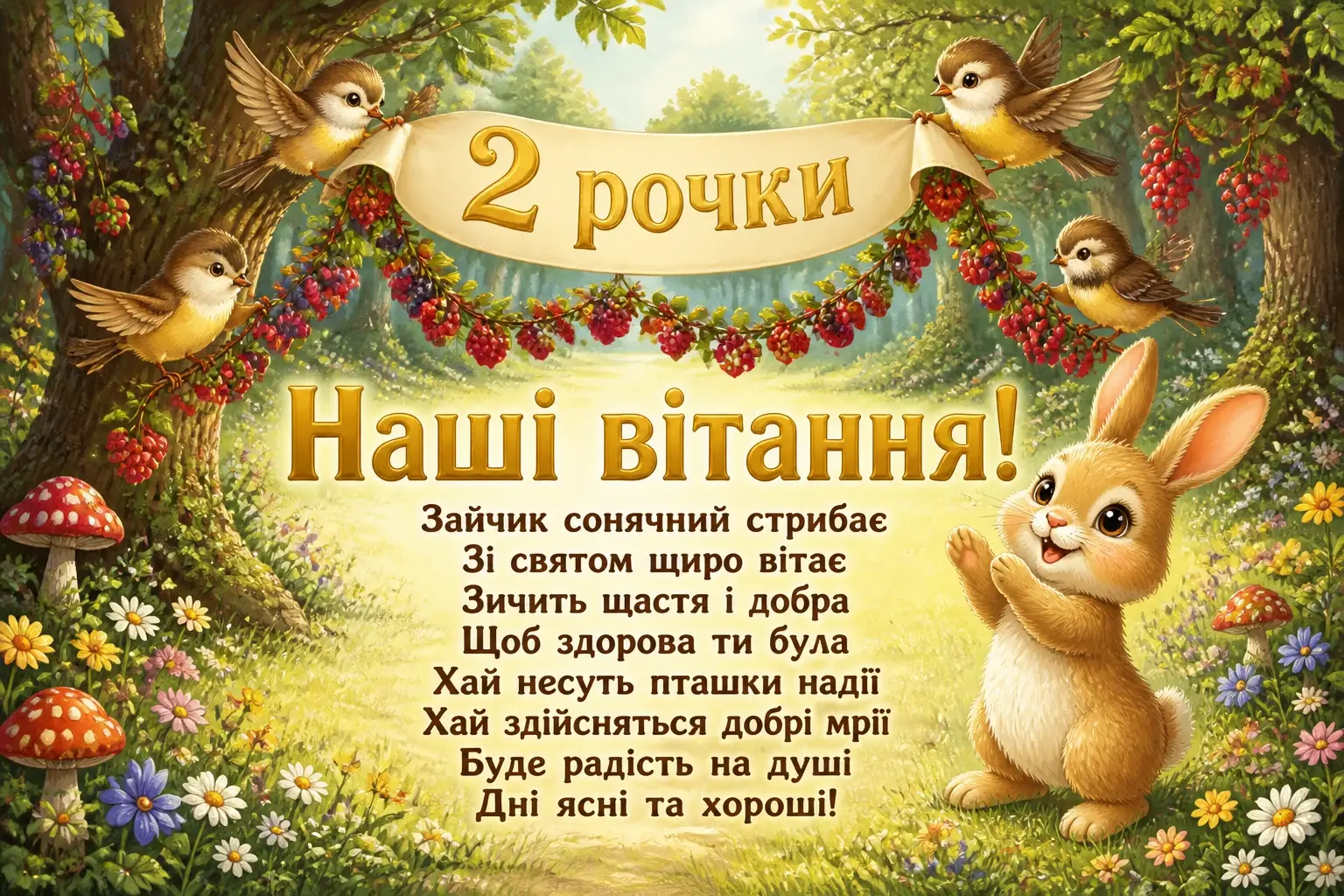 2 рочки дівчинці привітання 2 рочки дівчинці привітання